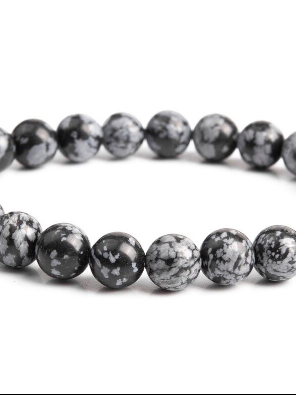 Snowflake Obsidian Bracelet 8mm Natural Gemstone Protection & Grounding